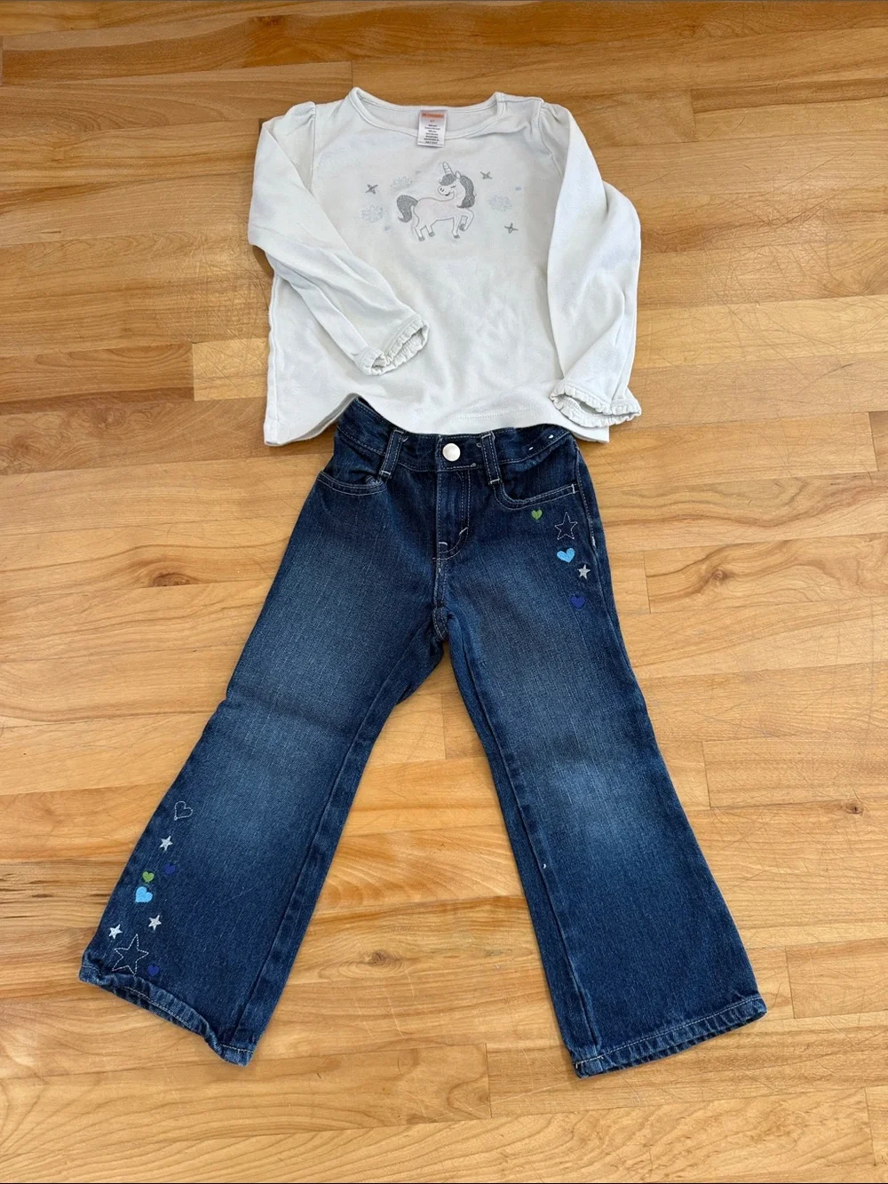 Gymboree Dark Blue Jeans with Heart & Star Embroidery